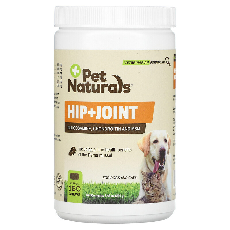 Pet Naturals, Hip + Joint, добавка для поддержки здоровья суставов, для кошек и собак, около 160 жевательных таблеток, 240 г (8,46 унции)