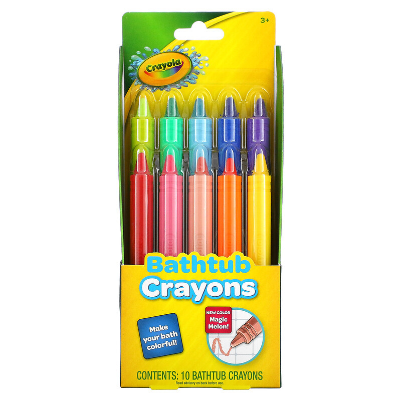 

Crayola, карандаши для ванной, для детей в возрасте от 3-х лет, 9 карандашей, + 1 бонусный карандаш