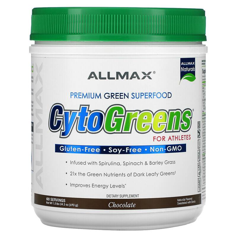 ALLMAX, CytoGreens, зеленый суперфуд премиального качества для спортсменов, шоколад, 690 г (1,5 фунта)