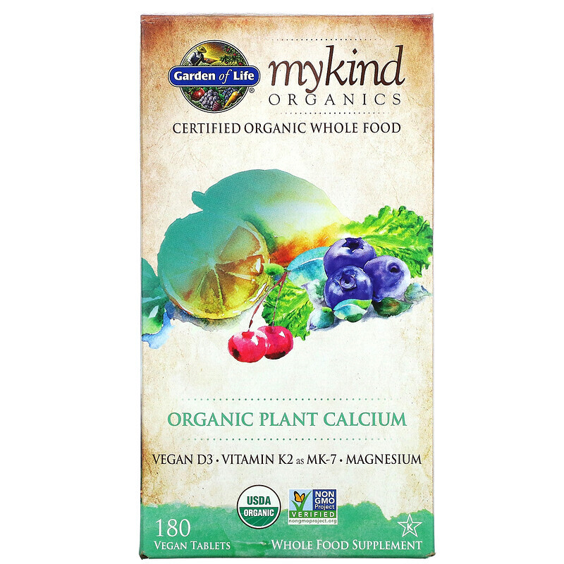 

Garden of Life, KIND Organics, органический растительный кальций, 180 веганских таблеток