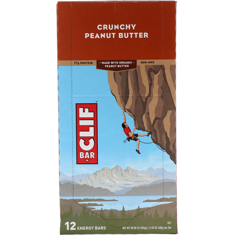 Clif Bar, Энергетический батончик с хрустящим арахисом, 12 батончиков, весом 68 г (2,40 унции) каждый