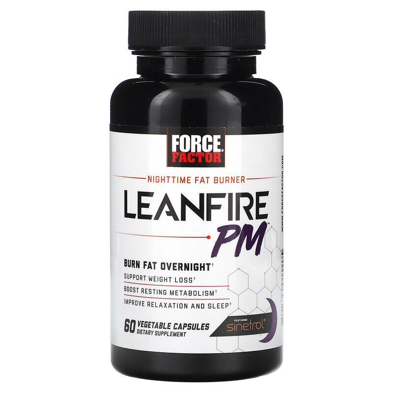 

Force Factor, Nighttime Fat Burner, Leanfire PM, 60 растительных капсул