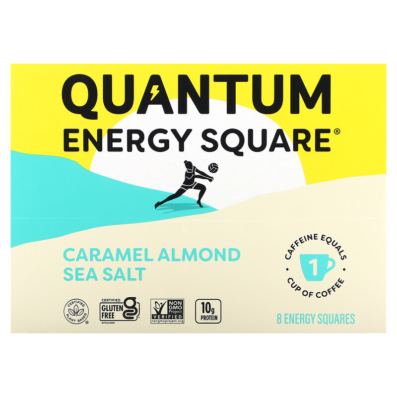 

QUANTUM ENERGY SQUARE, Морская соль с карамелью и миндалем, 8 квадратов, 48 г (1,69 унции)