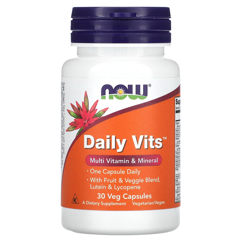 

NOW Foods, Daily Vits, мультивитамины и микроэлементы, 30 вегетарианских капсул