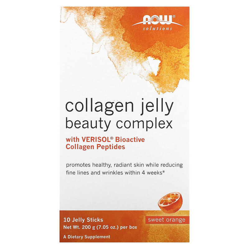 

Now Foods, Solutions, Collagen Jelly Beauty Complex, Süßorange, 10 Jelly Sticks, je 20 g (0,705 oz.)