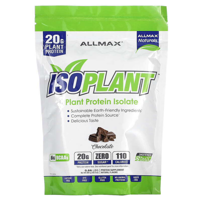 ALLMAX, ISOPLANT, изолят растительного протеина, со вкусом шоколада, 300 г (10,6 унции)