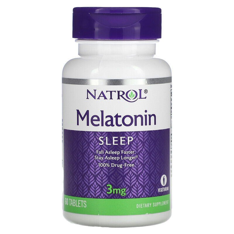 

Natrol, Melatonin (Мелатонин), 3 мг, 60 таблеток