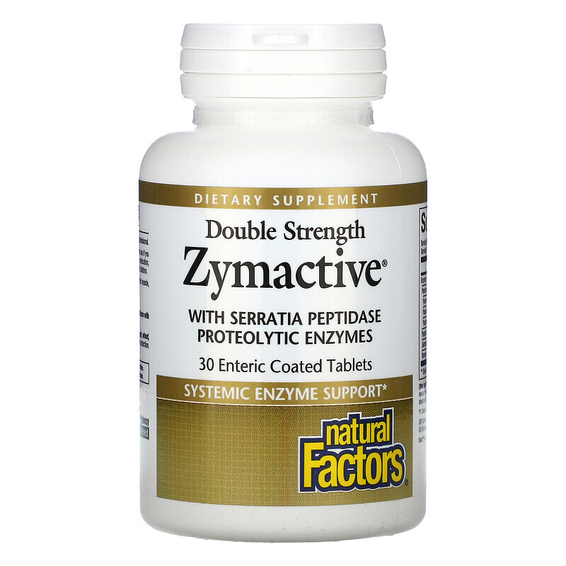 

Natural Factors, Zymactive, двойная сила действия, 30 таблеток, покрытых кишечнорастворимой оболочкой