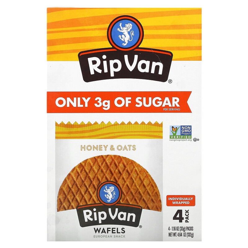 

Rip Van Wafels, Honey & Oat, 4 Pack, 1.16 oz (33 g) Each