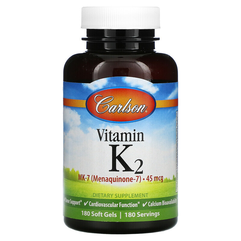 Carlson, Витамин K2 MK-7 (менахинон-7), 45 мкг, 180 мягких таблеток