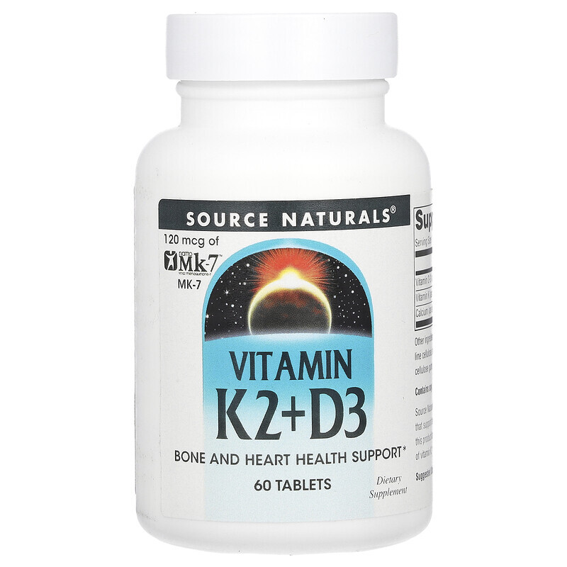 

Source Naturals, витамин K2 и D3, 60 таблеток