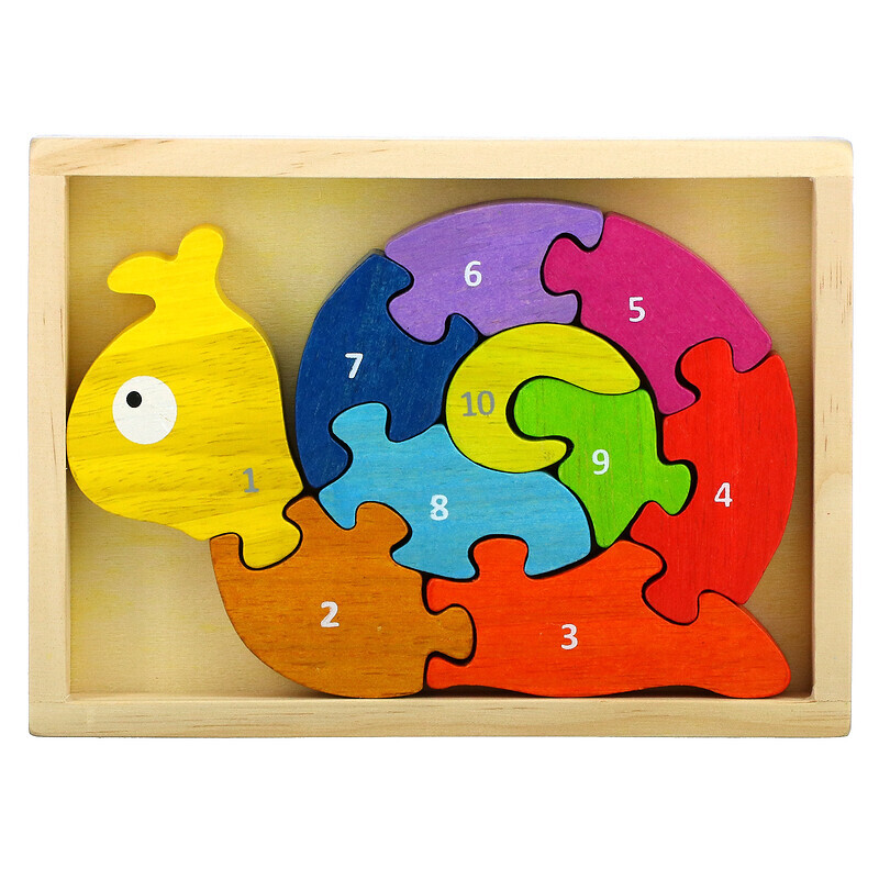 

Begin Again Toys, Number Snail, Teach & Play Puzzle, 2+ Years, 10 шт.