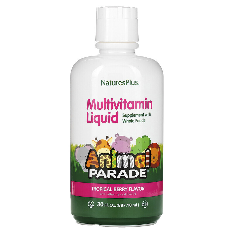 

NaturesPlus, Animal Parade, мультивитамины для детей в жидкой форме, вкус тропических ягод, 887,1 мл (30 жидк. унций)