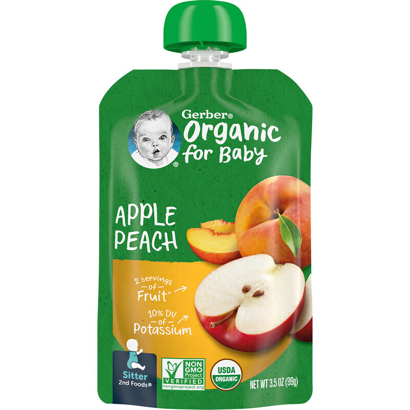 

Gerber, Organic for Baby, 2nd Foods, Apples Peach, 3.5 oz (99 g)