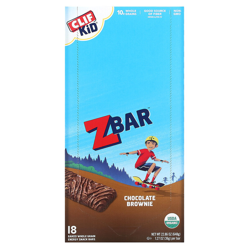 

Clif Bar, Clif Kid, Z Bar, органические батончики, со вкусом шоколадного брауни, 18 батончиков, 36 г (1,27 унции) каждый