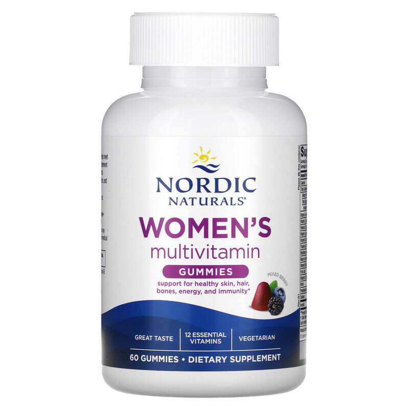 

Nordic Naturals, Мультивитаминные жевательные мармеладки для женщин, ягодное ассорти, 60 жевательных таблеток