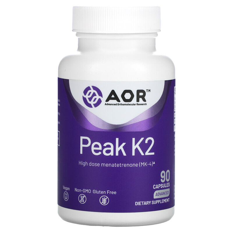 Advanced Orthomolecular Research AOR, Peak K2, 90 вегетарианских капсул