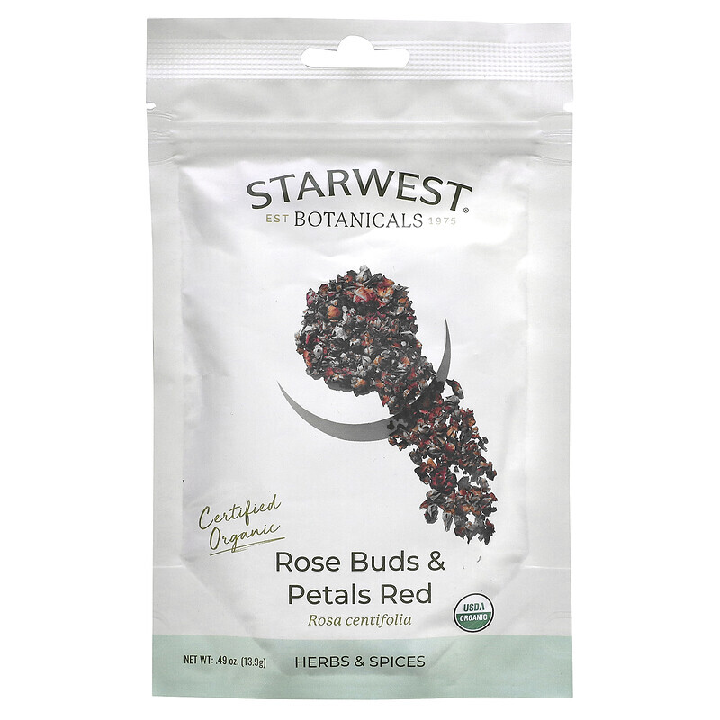 

Starwest Botanicals, Органические красные бутоны и лепестки роз, 13,9 г (0,49 унции)