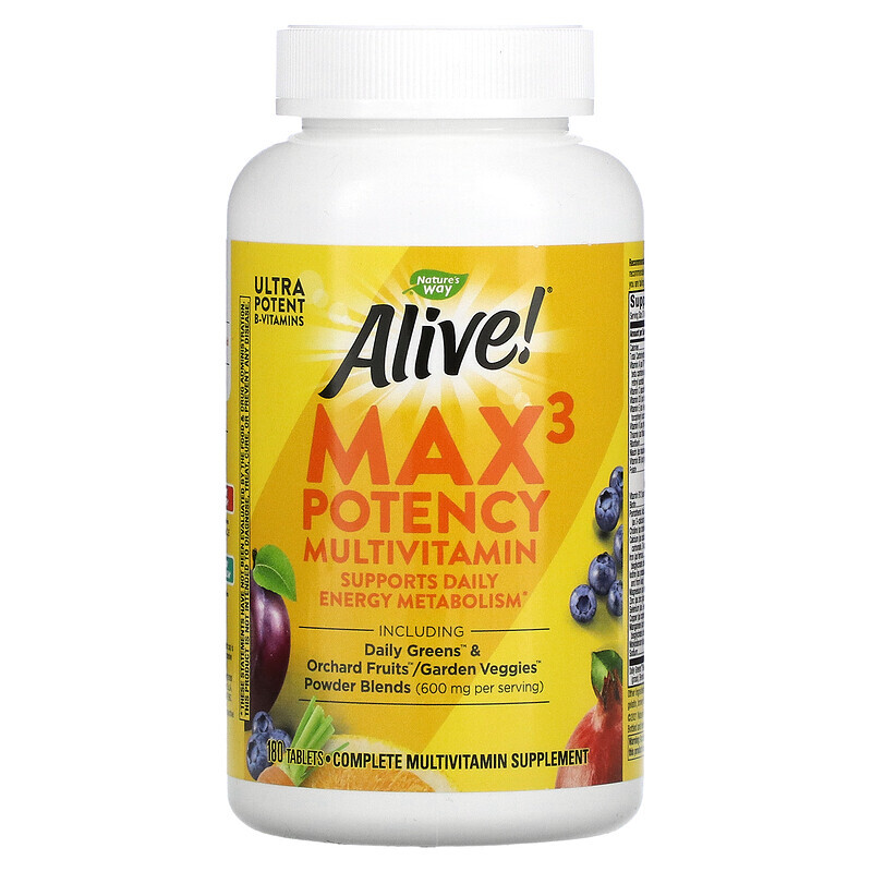 

Nature's Way, Alive! Max3 Potency Multivitamin, 180 Tablets