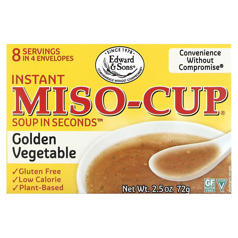 

Edward & Sons, Instant Miso-Cup, Golden Vegetable, 4 Envelopes, 2.5 oz (79 g)