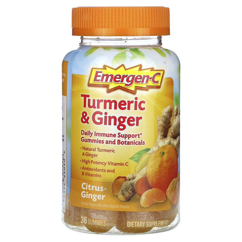 

Emergen-C, Куркума и имбирь, цитрусовый и имбирь, 36 жевательных таблеток