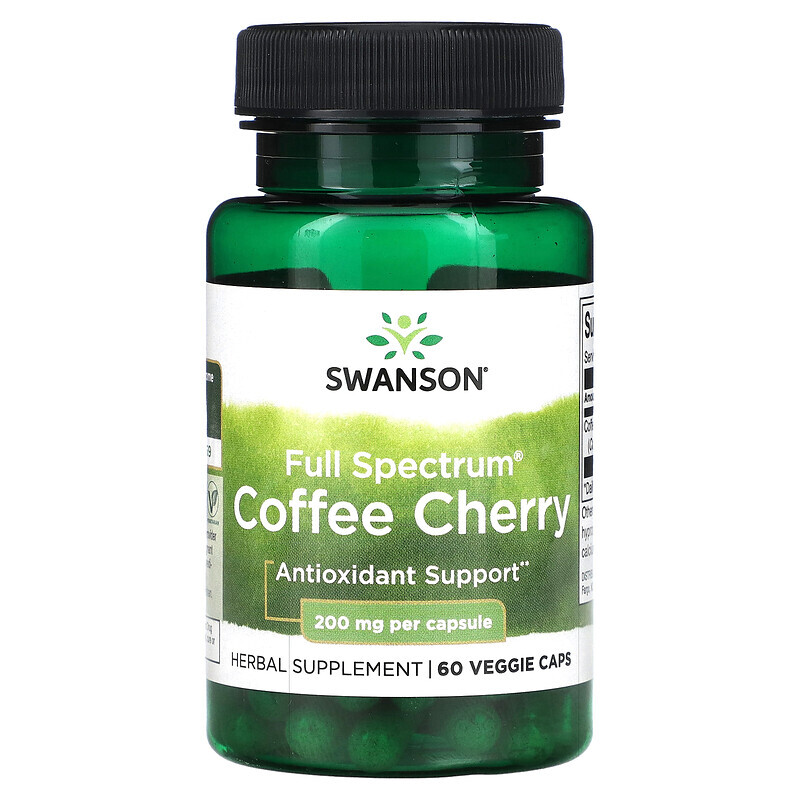 

Swanson, Full Spectrum Coffee Cherry, 200 мг, 60 вегетарианских капсул