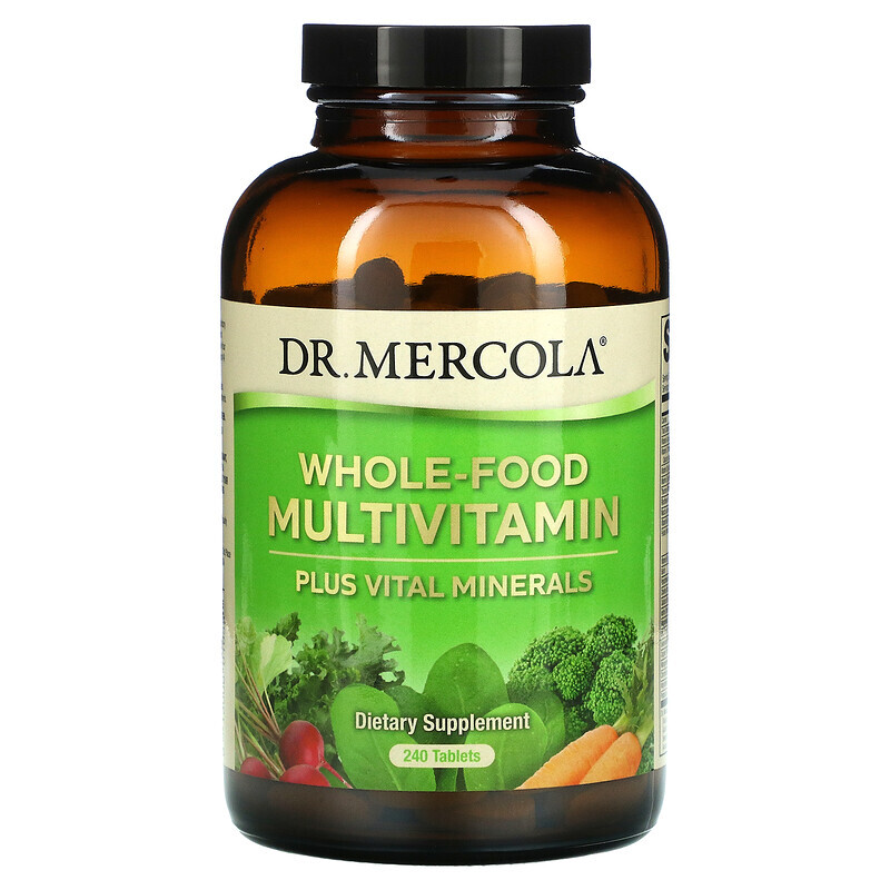 Dr. Mercola, цельнопищевые мультивитамины и жизненно важные минералы, 240 таблеток