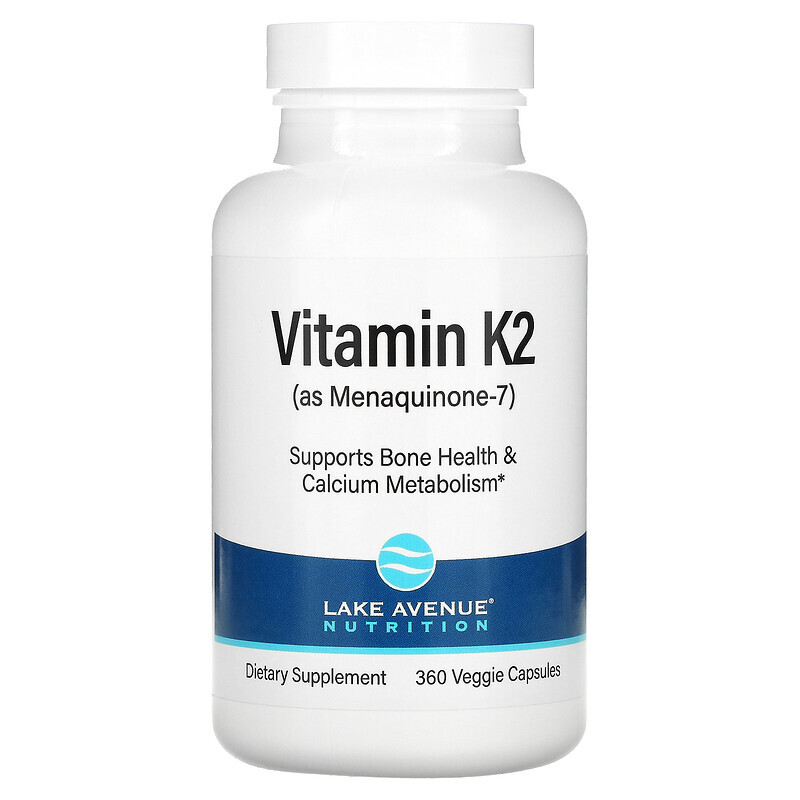 Lake Avenue Nutrition, витамин K2 (в виде менахинона-7), 50 мкг, 360 растительных капсул