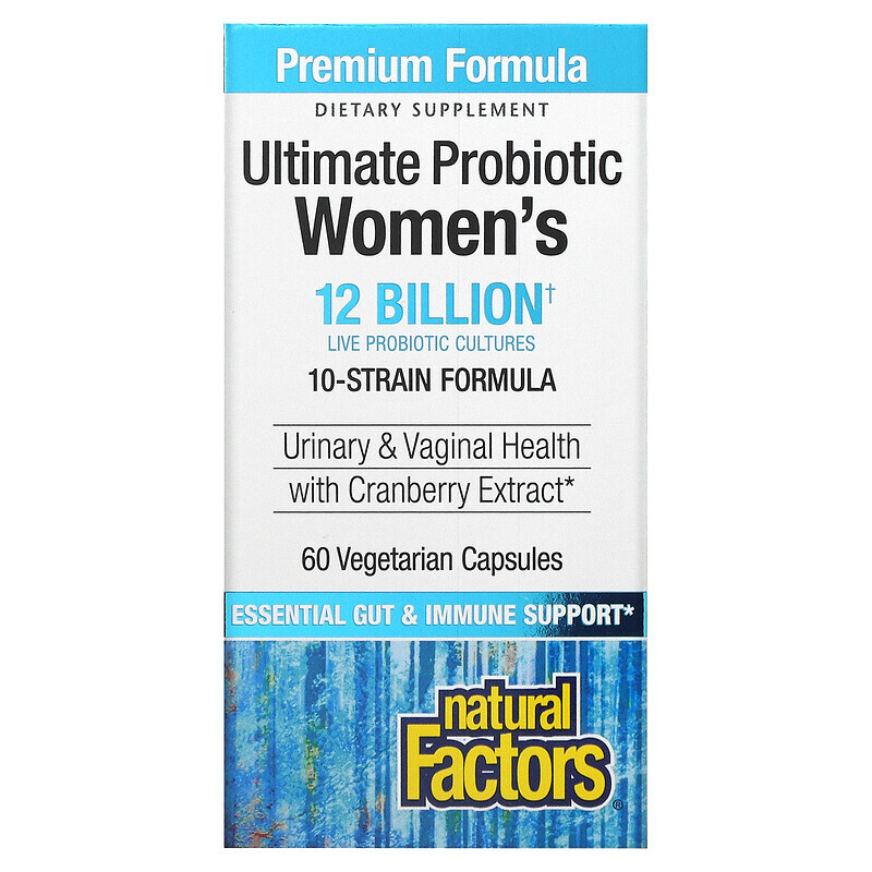 

Natural Factors, Ultima Probiotic Women’s, пробиотик для женщин, 12 млрд КОЕ, 60 вегетарианских капсул