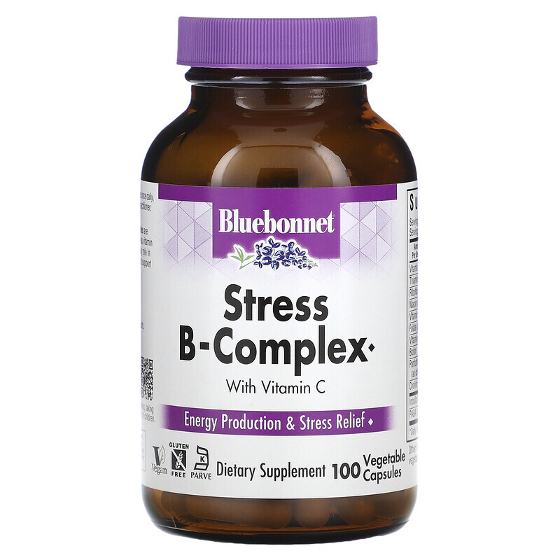 

Bluebonnet Nutrition, Stress B-Complex, 100 растительных капсул