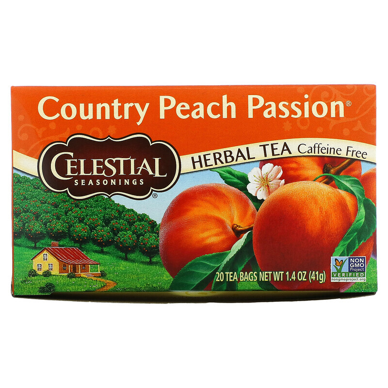 

Celestial Seasonings, травяной чай, Country Peach Passion, без кофеина, 20 чайных пакетиков, 41 г (1,4 унции)