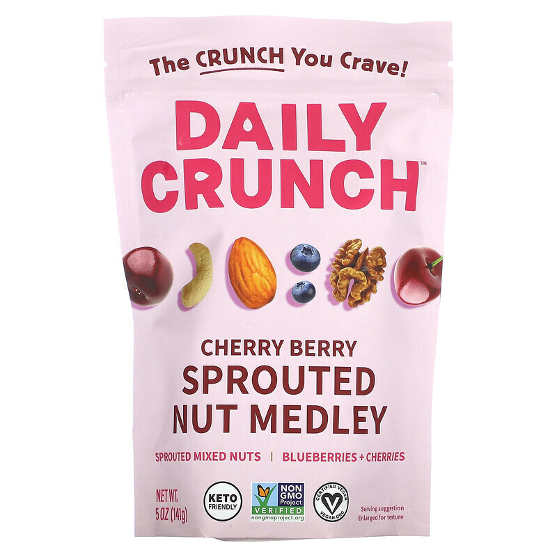 

Daily Crunch, Sprouted Nut Medley, Cherry Berry, 5 oz (141 g)