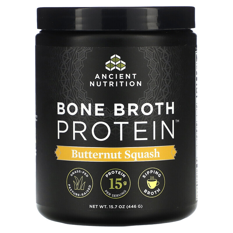 

Dr. Axe / Ancient Nutrition, Bone Broth Protein, мускатная тыква, 446 г (15,7 унции)