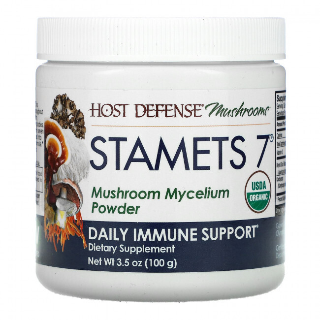 

Fungi Perfecti Host Defense, Stamets 7, порошок из грибного мицелия, добавка для ежедневного укрепления иммунитета, 100 г (3,5 унции)