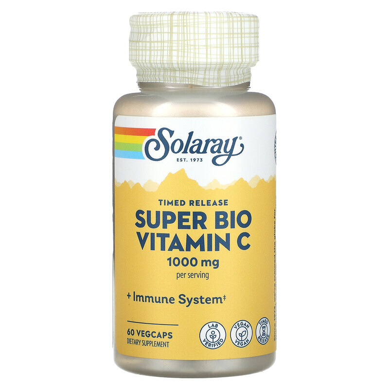 

Solaray, Super Bio Vitamin C, замедленное высвобождение, 500 мг, 60 растительных капсул