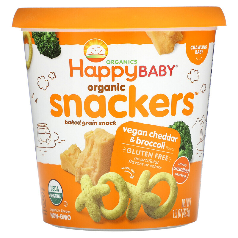 

Happy Family Organics, Happy Baby, органические закуски, веганский чеддер и брокколи, 42,5 г (1,5 унции)