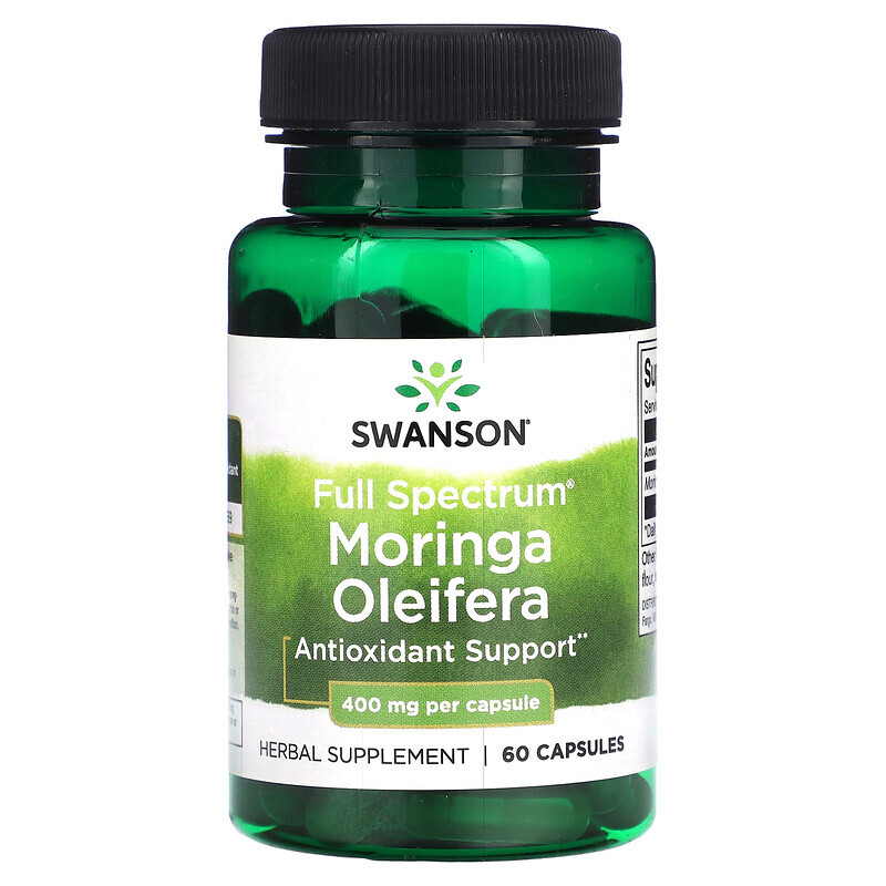 

Swanson, Моринга масличная (Moringa Oleifera) полного спектра, 400 мг, 60 капсул