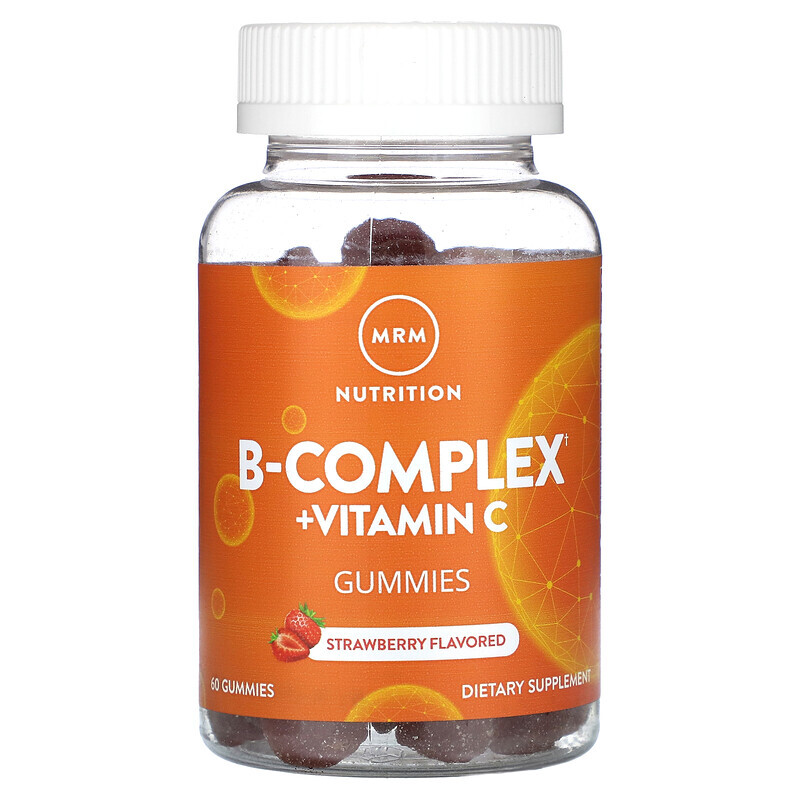 

MRM Nutrition, B-Complex с витамином C, жевательные мармеладки, клубника, 60 жевательных таблеток