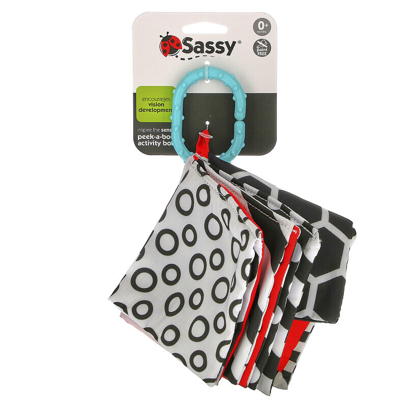 

Sassy, Inspire The Senses, Peek-A-Boo Activity Book, 0+ Months, 1 Count