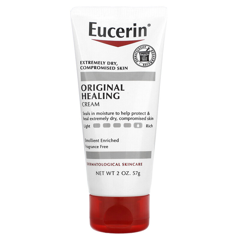 

Eucerin, Original Healing, оригинальный заживляющий крем для очень сухой и чувствительной кожи, без отдушек, 57 г (2 унции)