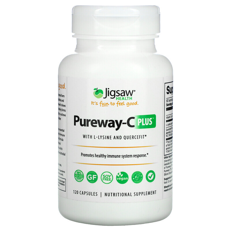 

Jigsaw Health, Pureway-C Plus с L-лизином и Quercefit, 120 капсул