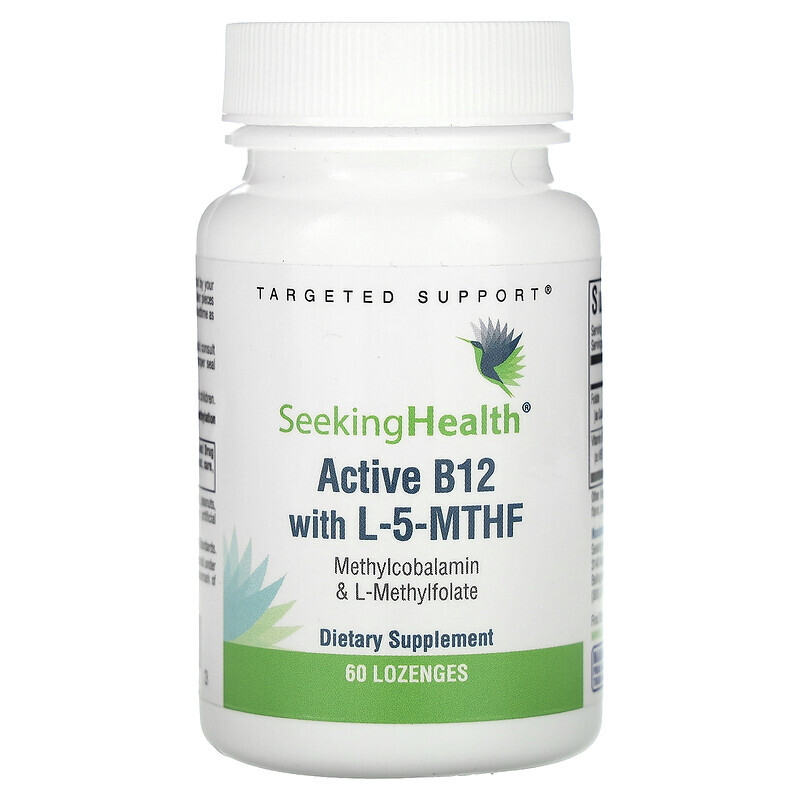 Seeking Health, Активный витамин B12 с L-5-МТГФ, 60 пастилок