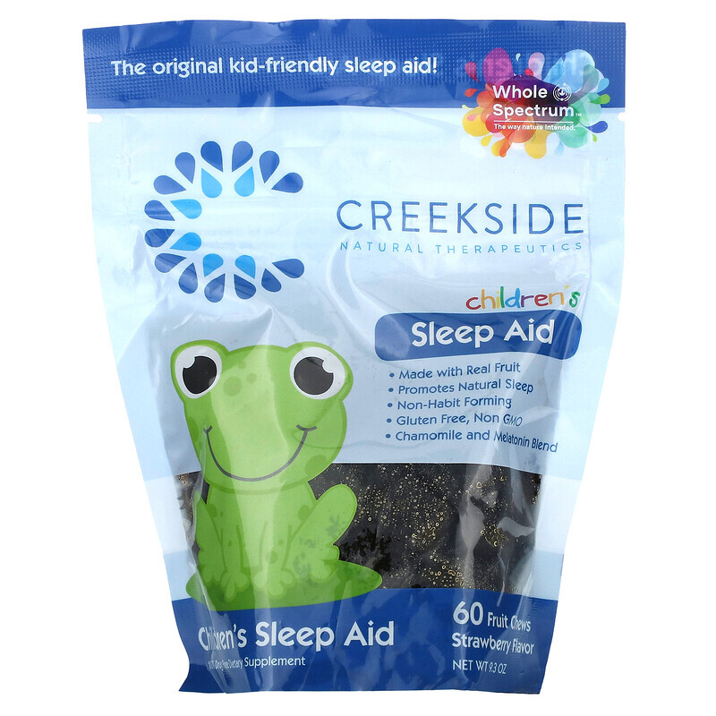 

Creekside Natural Therapeutics, Children's Sleep Aid, клубника, 60 жевательных фруктов, 9,3 унции