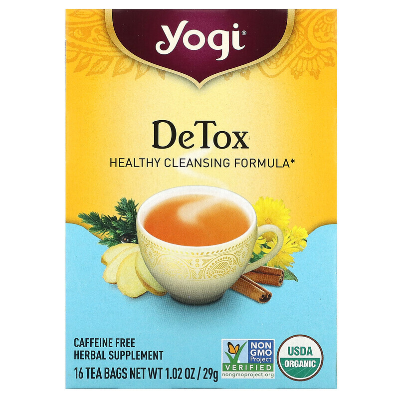 

Yogi Tea, Detox, без кофеина, 16 чайных пакетиков, 29 г (1,02 унции)