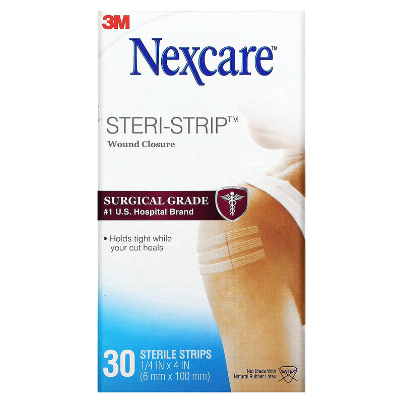 

Nexcare, Закрытие ран Steri-Strip, 30 стерильных полосок