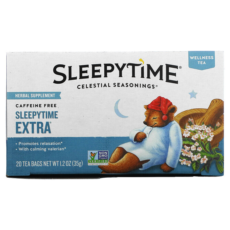 

Celestial Seasonings, Велнес-чай Sleepytime Extra, без кофеина, 20 чайных пакетиков, 1,2 унции (35 г)