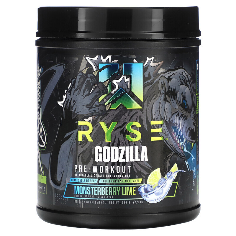 

Ryse Supps, Godzilla, предтренировочная добавка, лайм из ягод, 792 г (27,9 унции)