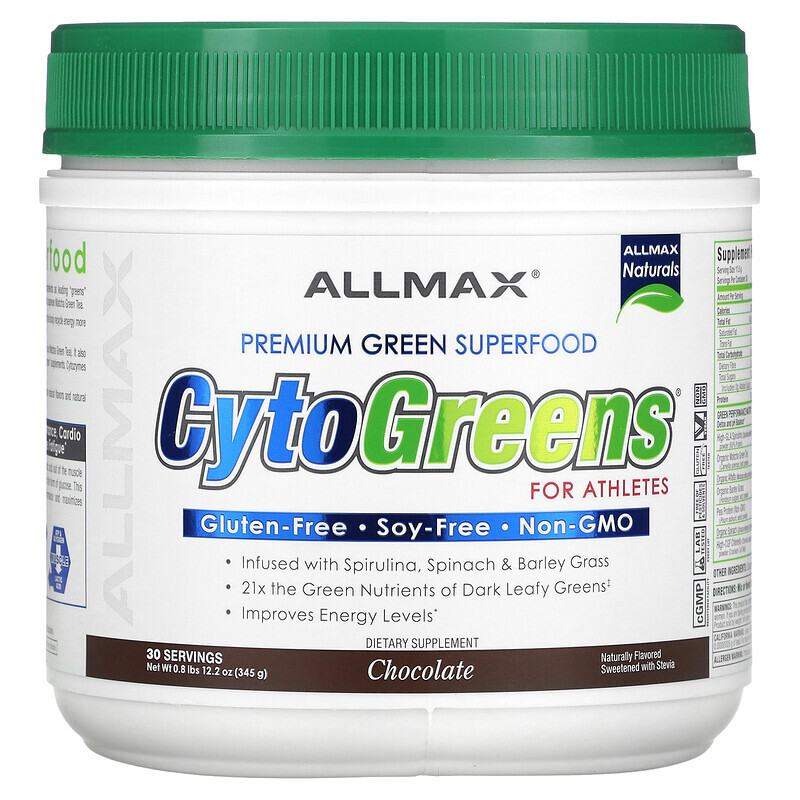 ALLMAX, CytoGreens For Athletes, Chocolate, 0.8 lbs (345 g)