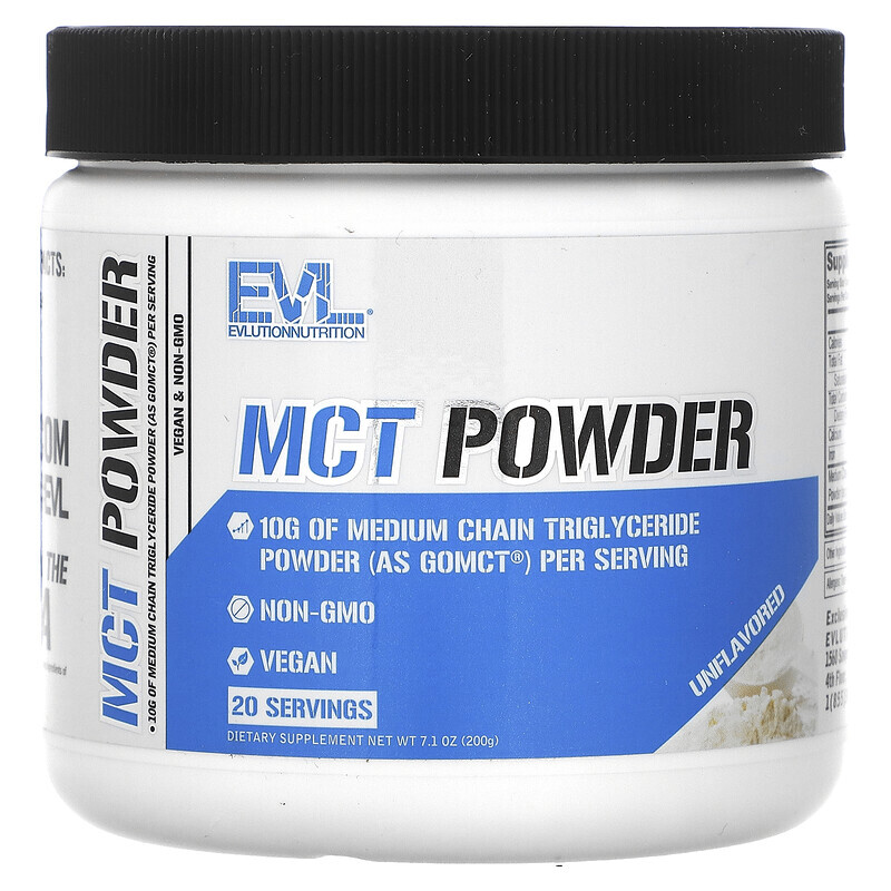 

EVLution Nutrition, MCT в порошке, без добавок, 200 г (7,1 унции)