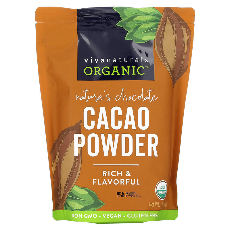 Viva Naturals, Органический порошок какао, 454 г (1 фунт)